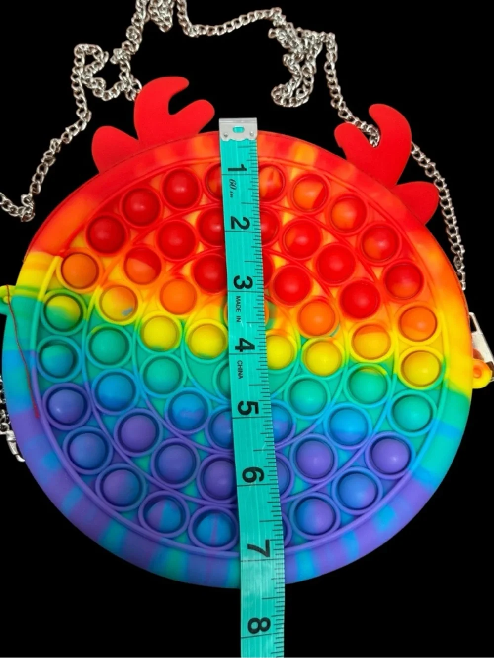Rainbow Pop-It Crossbody Bag with Chain‎ Strap New. Sensory Friendly